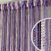 Glow Home - Rideaux élégants multicolores (violet et rose clair) en fil de polyester de haute qualité 300x250 cm + Embrasse gratuite