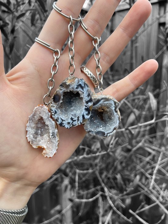 Gems by Emms - Agaat Geode Sleutelhanger - Edelstenen