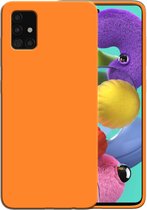 Smartphonica Siliconen hoesje voor Samsung Galaxy A51 4G case met zachte binnenkant - Oranje / Back Cover geschikt voor Samsung Galaxy A51 4G