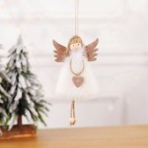 4 stuks kerstversiering hanger liefde pluche veer engel kerstboom hanger (wit)