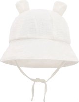 GoudenGracht - Chapeau de soleil bébé - Chapeau Bébé - Chapeau de soleil enfant - Wit - Oreilles d'ours - 3 à 18 mois