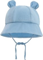 GoudenGracht - Chapeau de soleil bébé - Chapeau Bébé - Chapeau de soleil enfant - Bébé Blauw- Oreilles d'ours - 3 à 18 mois