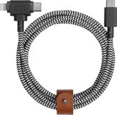 NATIVE UNION, Eco Belt USB-C naar USB-C/Lightning-kabel - 1,8 m Zebra, Veelkleurig