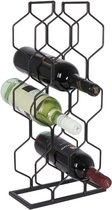 Flessenrek wijnflessenhouder van metaal zwart voor 8 flessen stabiel 23x11x48 cm