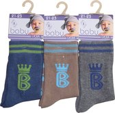 Baby / kinder sokjes b-crown met ABS - 19/20 - jongetje - 90% katoen - naadloos - 12 PAAR - chaussettes socks