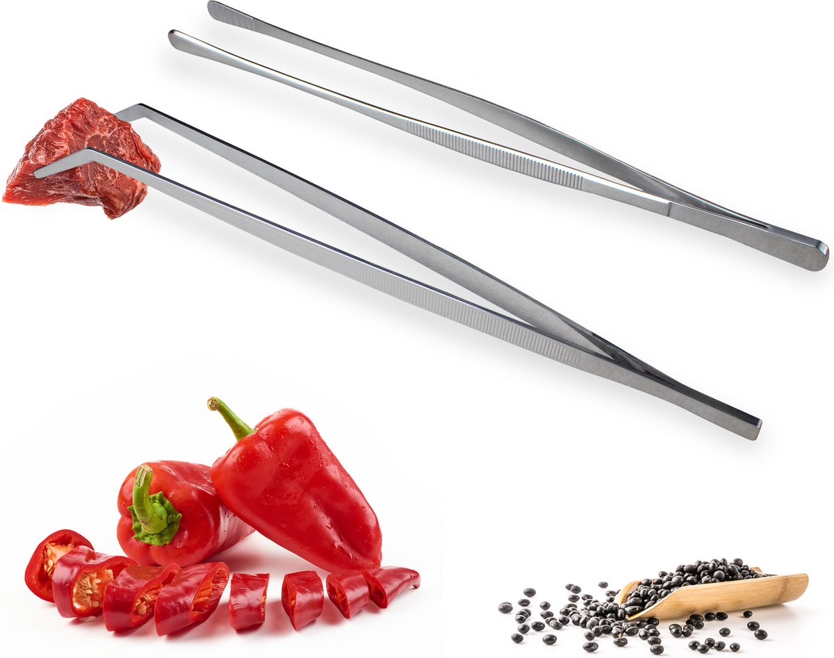 JETKONG Conjunto de 6 pinças de cozinha de aço inoxidável, 30 cm e 16