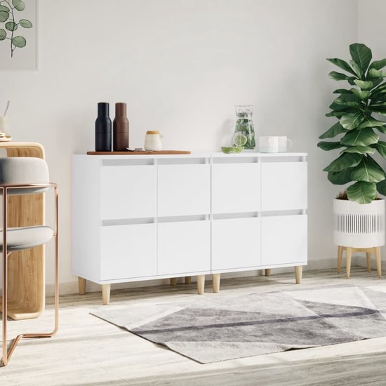 Buffet Blanc et chêne sonoma 57x35x70 cm Aggloméré - SALUTUYA - BD45818