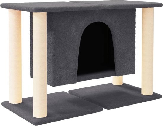 vidaXL Kattenmeubel met sisal krabpalen 153 cm crèmekleurig - Krabpaal vidaXL Kattenmeubel met sisal krabpalen 153 cm crèmekleurig - Krabpaal