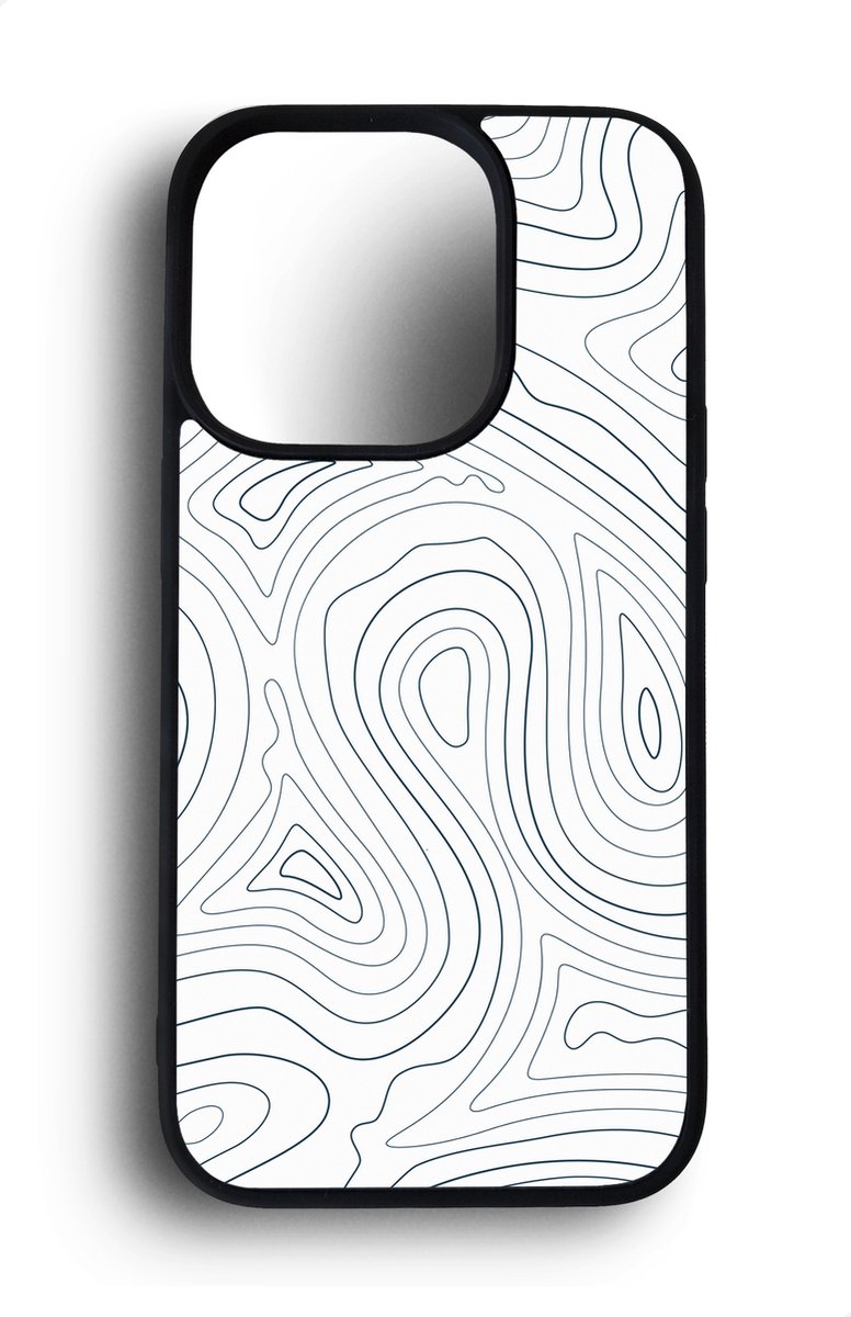 Ako Design Apple iPhone 14 Pro hoesje - Abstracte print - zwart wit - Hoogglans - TPU Rubber telefoonhoesje - hard backcover