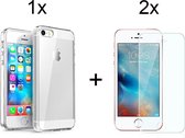 iPhone 5 hoesje en iPhone SE 2016 hoesje en iPhone 5S hoesje siliconen case transparant cover - 2x iPhone 5/se 2016/5s Screenprotector