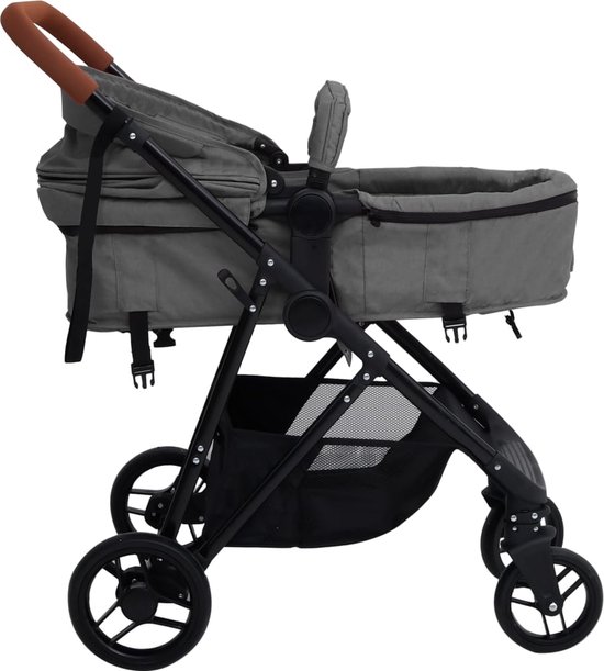 vidaXL - Kinderwagen - 3-in-1 - staal - lichtgrijs - en - zwart van Vidaxl — afbeelding 2