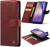 Casemania Hoesje Geschikt voor Samsung Galaxy A54 5G Crimson Red - 2 in 1 Magnetic Leather Book Case