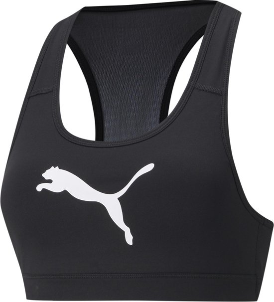 PUMA Mid Impact 4Keeps Graphic Bra PM Dames Sportbeha - Zwart/Wit - Maat L