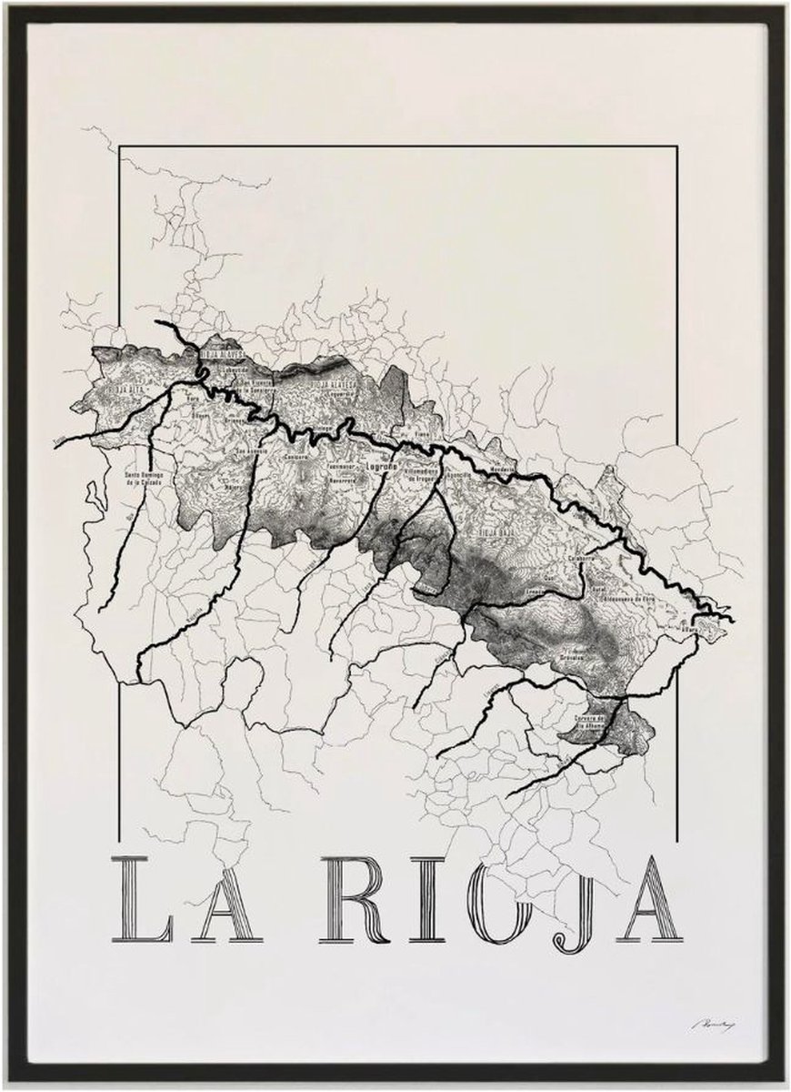 Brushery Poster wijnkaart - Rioja - zwart wit - wijnliefhebber zwartwit