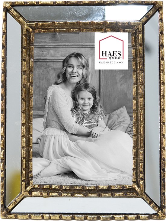 HAES DECO - Fotolijst 10x15 - Loving Chic - kleur Zilverkleurig, formaat 16x2x20 cm , voor foto 10x15 cm