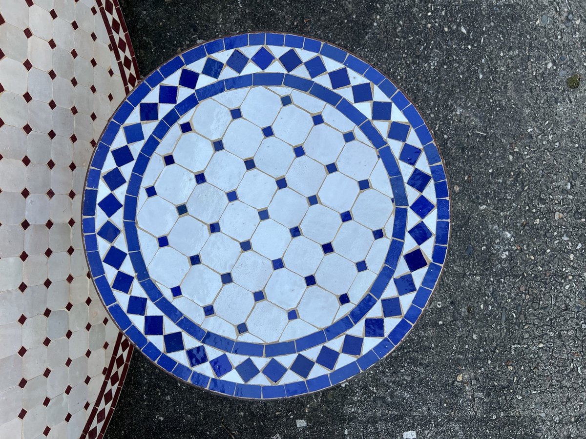 50cm mozaiektafel simple wit/blauw