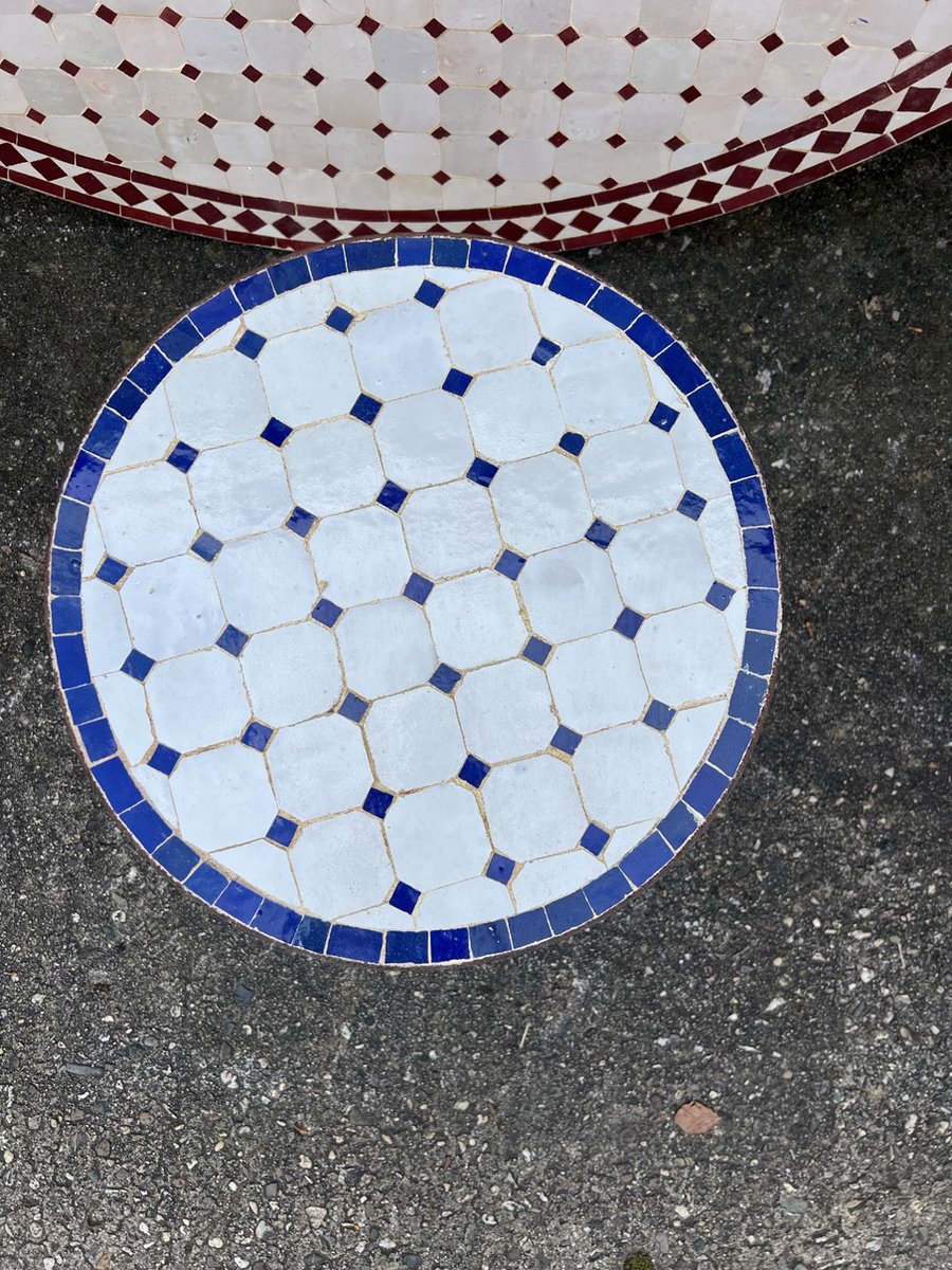 40cm mozaiektafel simple wit/blauw