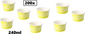 200x IJsbeker IceCream 240ml geel karton - schepijs softijs ijsje zomer beker ijs warm weer fun