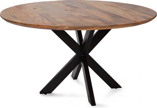 Sfeerwonen Enzo Table ronde Swiss edge avec pied araignée - 100 cm - bois  de manguier | bol.