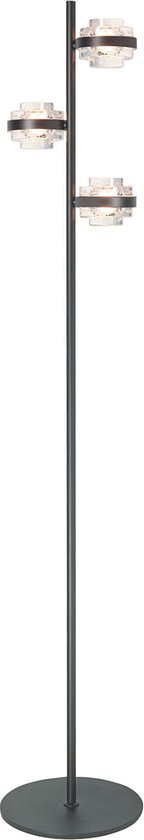 Sierlijke vloerlamp Dynasty | 3 lichts | zwart / transparant | glas / metaal | 164 cm hoog | modern / sfeervol design
