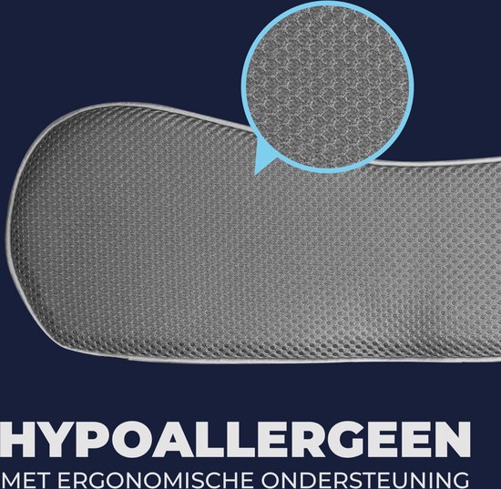 Hoofdkussen Tegen Nek- en rugklachten – Hoofdkussen Memory foam – 60 x 40x 12 cm – Traagschruim – Bamboo - Nekklachten - Orthopedisch – Ergonomisch – Koudschuim – Blue zero Technology - Voor Hoofd, Nek en Schouders
