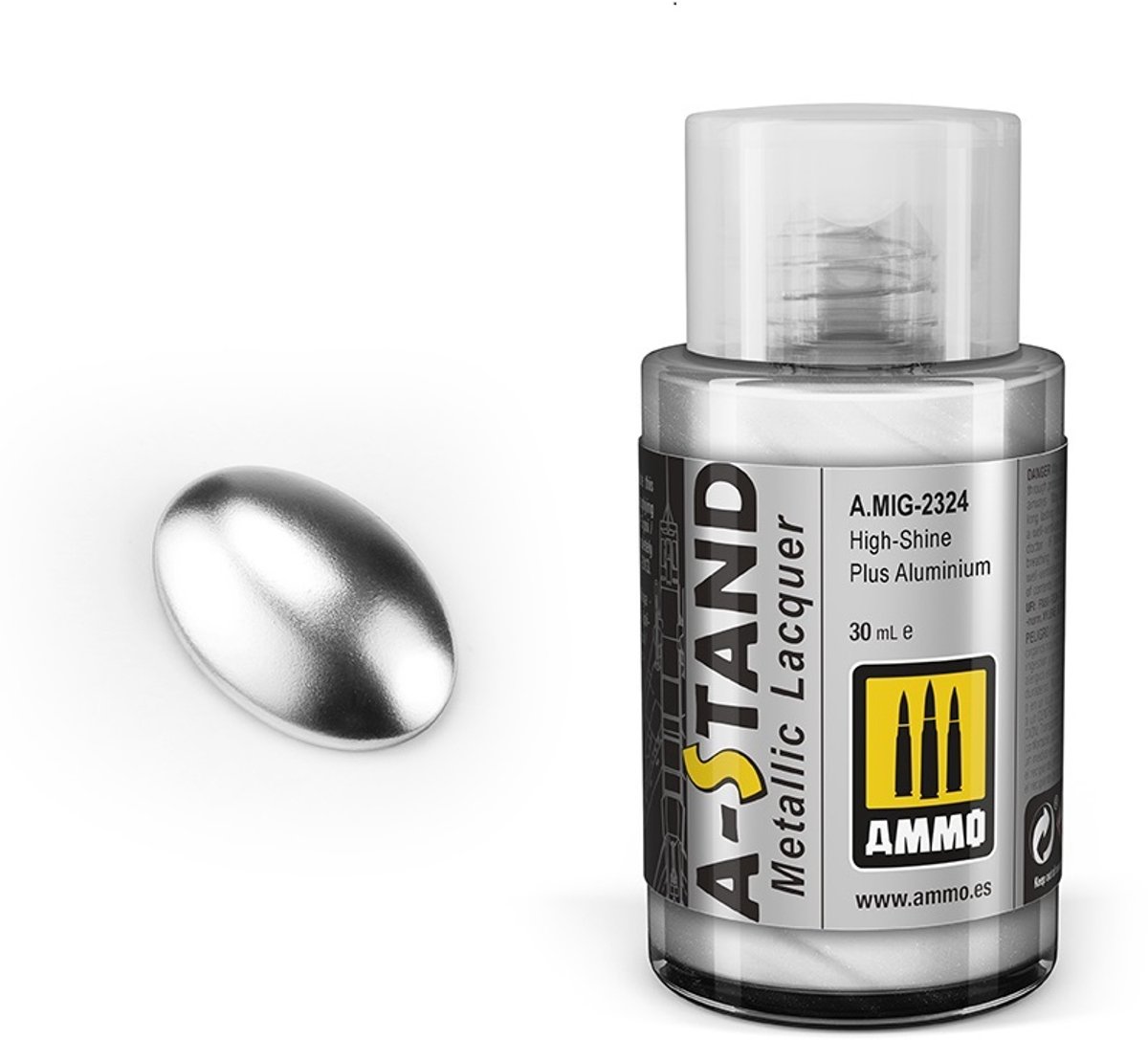AMMO by Mig Jimenez Hobbyverf - MIG 2324 A-Stand High Shine Plus Aluminium - Metallic - 30ml Verf flesje - 30 ml