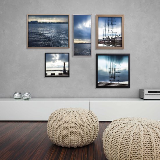 Cadre combiné cadre en bois noir pour toile 60 x 90 cm