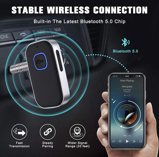 Bluetooth Ontvanger - Receiver - Adapter - Aux 3,5 - Auto Bluetooth Ontvanger - AUX-Bluetooth Adapther - ‘’merkloos’’