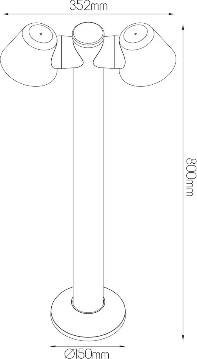 Tatti tuinpaal voor buiten, zwart ABS+PC, IP54, 2x GU10-fitting, lampen niet inbegrepen, 220-240V
