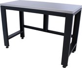 Kraftmeister werkbank Premium 136 cm - Werktafel met RVS werkblad - Zwart