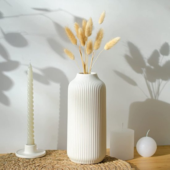 Vase en céramique avec rainures - grand vase décoratif pour l'herbe de la  pampa comme... | bol.com