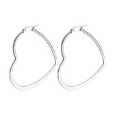 Oorringen Hart vormig - Hartjes oorbellen - Zilveren oorringen - The JewellerySalon - Grote Oor ringen -