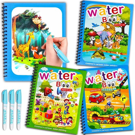 4 Pièces Livre de Dessin Magique de L'eau, Livres de Coloriage à L'eau,  Magic Water Book avec Stylo, Livre de Peinture à L'eau pour Enfants :  : Jeux et Jouets