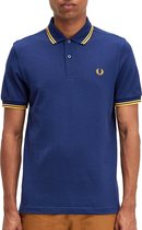 Fred Perry - Polo M3600 Donkerblauw Geel - Slim-fit - Heren Poloshirt Maat L