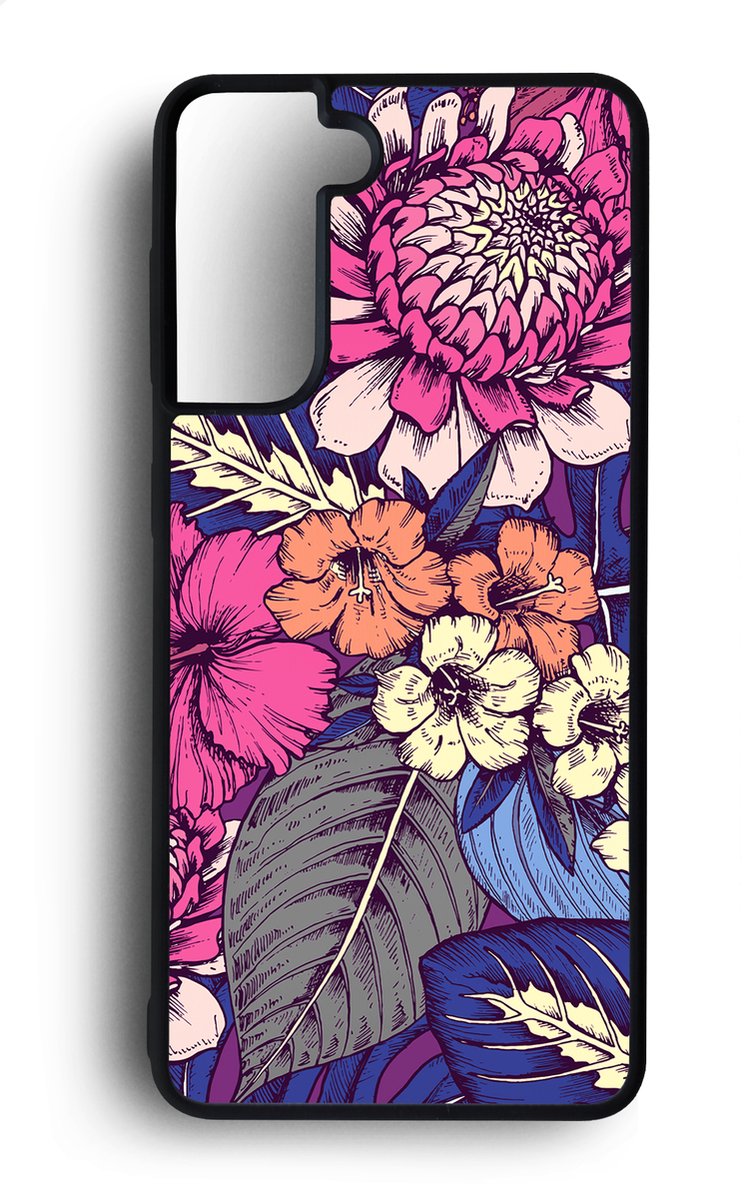 Ako Design Samsung Galaxy S22 Plus hoesje - Bloemen - roze - Hoogglans - TPU Rubber telefoonhoesje - hard backcover