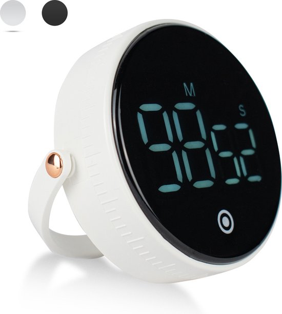 Nimma® Kookwekker - Digitale Keukenwekker - Magnetisch - Incl. Timer en Stopwatch - Draaiknop - Led - Wit - Nimma