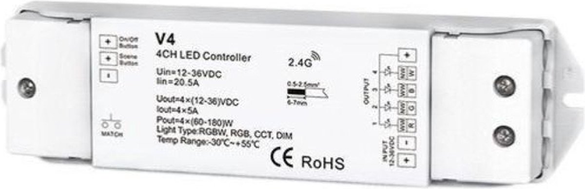 Dimmer RF voor 12V/24V LED -lint - Kunststof - SILUMEN