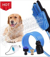 Douche pour chien BP - Brosse pour chien - Bain pour chien - Pulvérisateur Chiens - Piscine pour chien - Brosse pour animaux de compagnie - Y compris tuyau d'arrosage et accessoires