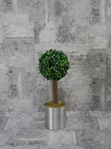 Buxus - kunstplant - hoogte 35 cm met metalen pot - buxusbol Ø 17 cm