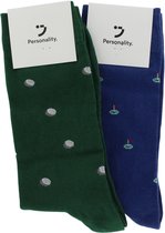 Personality. Socks | Golf Duo groen en blauw | Herensokken | Maat 41-46 | Vaderdag | Hole in one | 18 Holes
