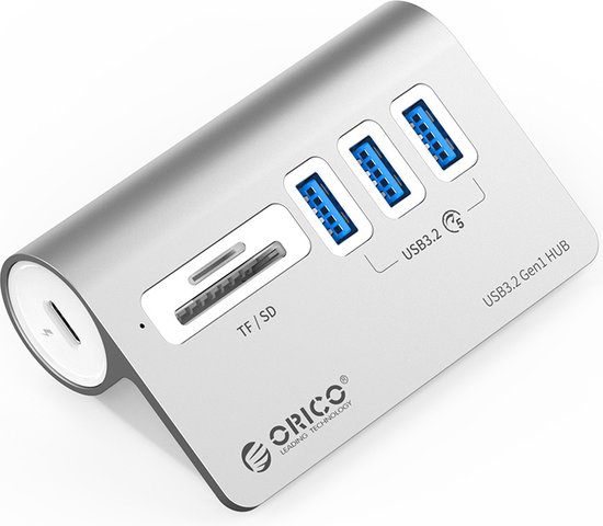 HUB USB3.2 à 3 ports en aluminium avec lecteur de carte TF/SD - Orico