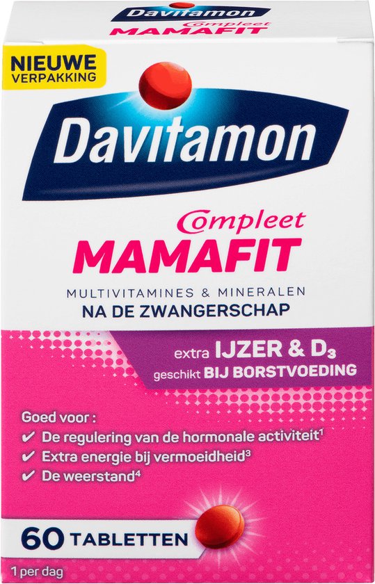 Davitamon Mamafit - multivitamine voor na de zwangerschap - helpt je om aan te sterken na de bevalling - met ijzer en vitamine D3 - 60 tabletten cadeau geven