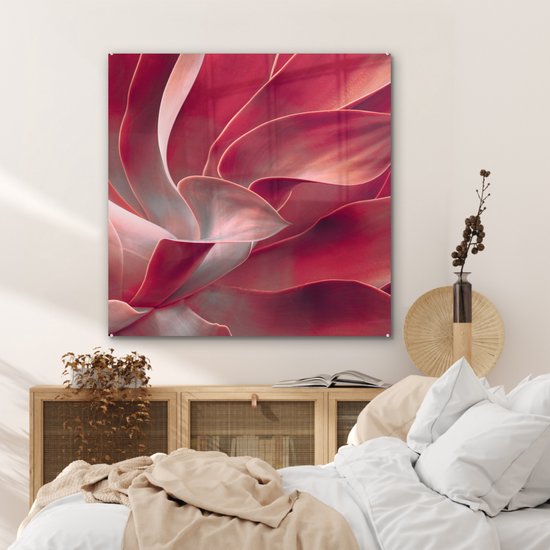 MuchoWow® Peinture sur verre 90x90 cm - Peinture sur verre acrylique - Nature morte - Feuilles - Plante - Rose - Photo sur verre - Peintures