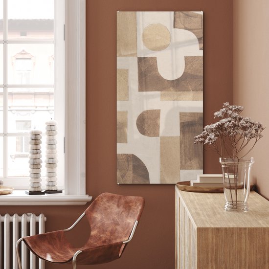 MuchoWow® Peinture sur verre 60x120 cm - Peinture sur verre acrylique - Abstrait - Puzzle - Formes - Couleurs - Photo sur verre - Peintures