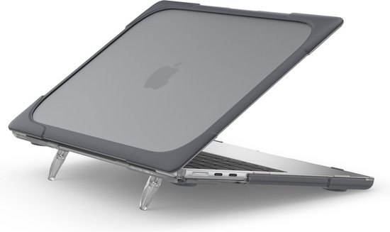 Lunso - MacBook Air 13 pouces M2 (2022) - Coque Armor avec pattes - Grijs