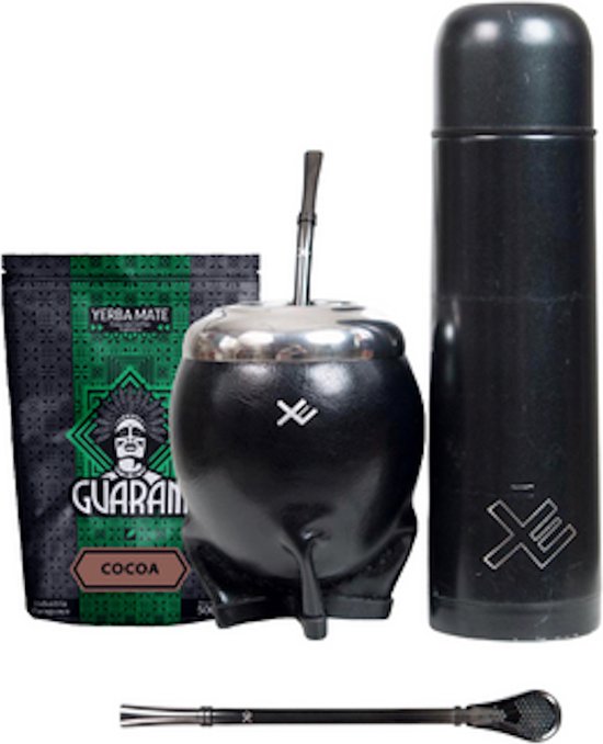 EquisMate Classic Black - Yerba Mate Cimarron Cup - Guarana - Thermo flask - Bombilla