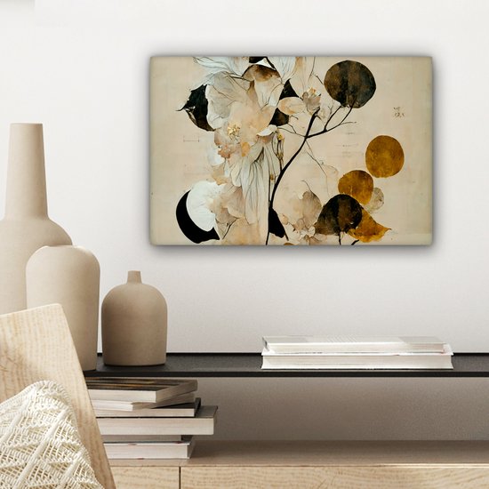 Canvas schilderij 30x20 cm - Wanddecoratie Bloemen - Bladeren - Boom - Pastel - Muurdecoratie woonkamer - Slaapkamer decoratie - Kamer accessoires - Schilderijen op canvas