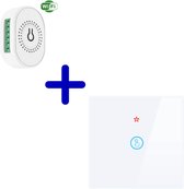 VH Control - RF Combi - Inbouw switch met draadloze touch schakelaar - Met wifi verbinding - Schakelt tot 3000 watt - Draadloos bedienen van verlichting of verwarming - Ideaal met infraroodpanelen - Luxe wit glas touch schakelaar