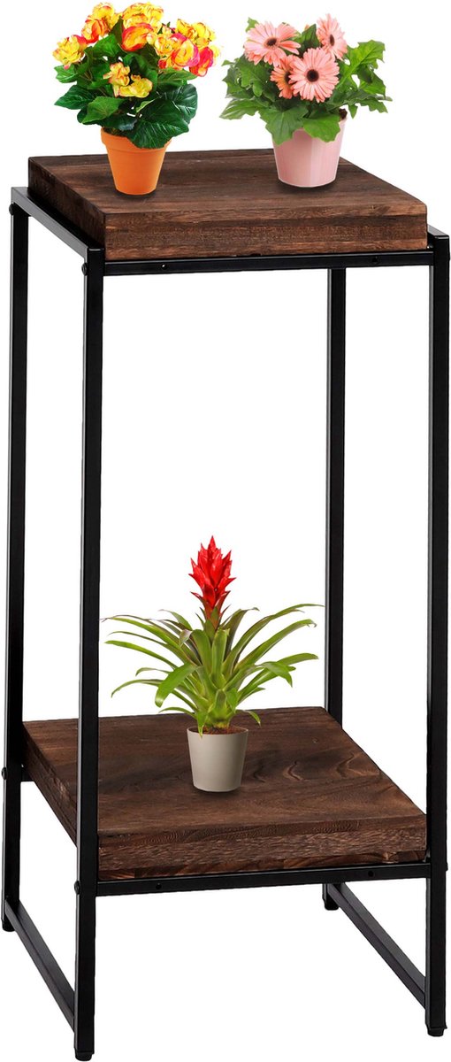 Bloementafel - bloemenplank bijzettafel plantenplank -FSC-gecertificeerd MDF donker bruin- 82 cm