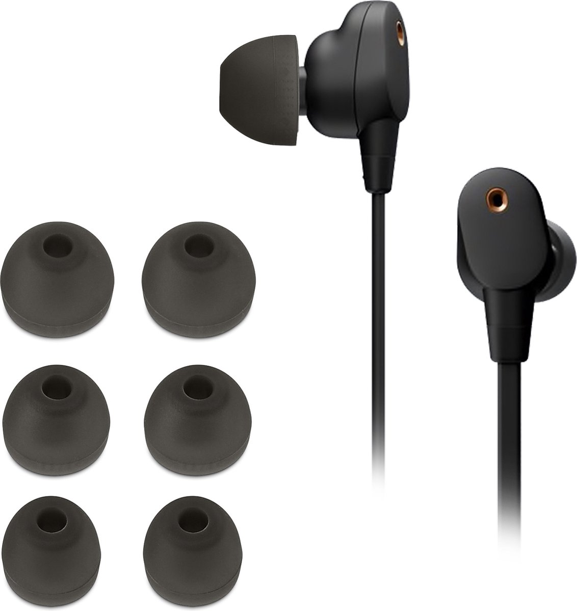 kwmobile 6x cover voor in-ear oortjes voor Sony WI-1000XM2 - Vervangende oordopjes van siliconen in grijs - 3 maten